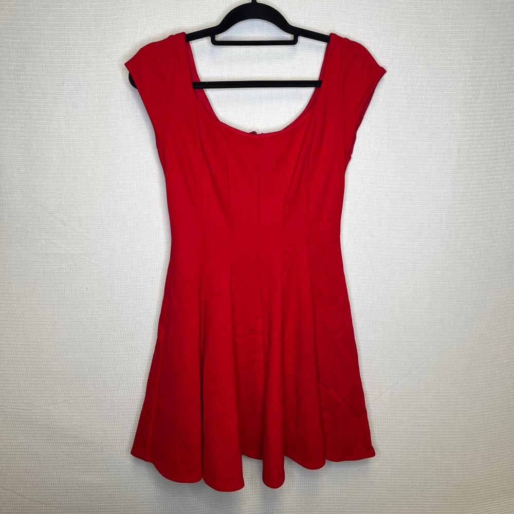 Bailey 44 Red Fit and Flare Skater Mini Dress Scoop Neck ANT-R385 Womens Medium